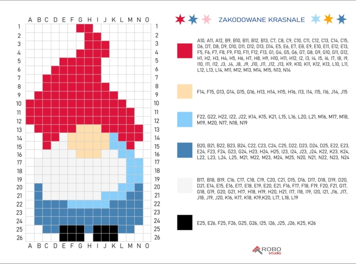 Kodowanka Krasnal 1, święta, mikołajki, Boże Narodzenie, zima, kodowanie, pixel art, ukryty obrazek, gnom