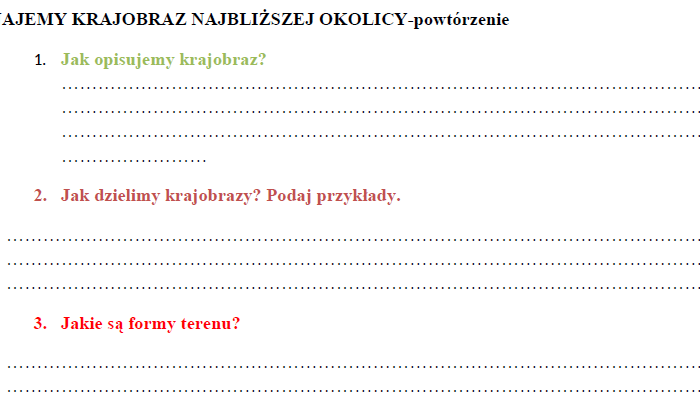 poznajemy krajobraz najbliższej okolicy