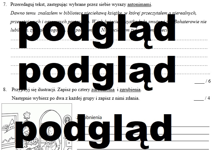 Zasoby słownictwa - sprawdzian (synonimy, antonimy, zdrobnienia, zgrubienia, wyrazy pokrewne, rodzina wyrazów)