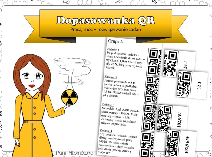 Fizyka Klasa 7. Praca, moc. Rozwiązywanie zadań z dopasowanką QR.