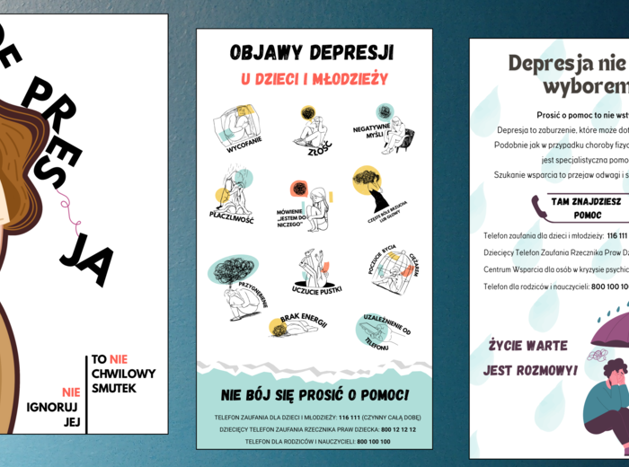 Plakaty o depresji do szkoły i gabinetu nauczycielskiego – edukuj, wspieraj, reaguj!