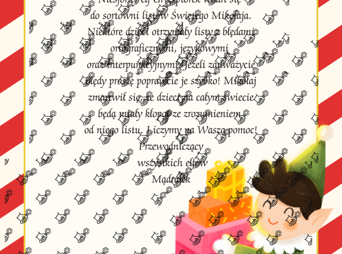 List od Św. Mikołaja . Poprawianie błędów ortograficznych interpunkcyjnych.