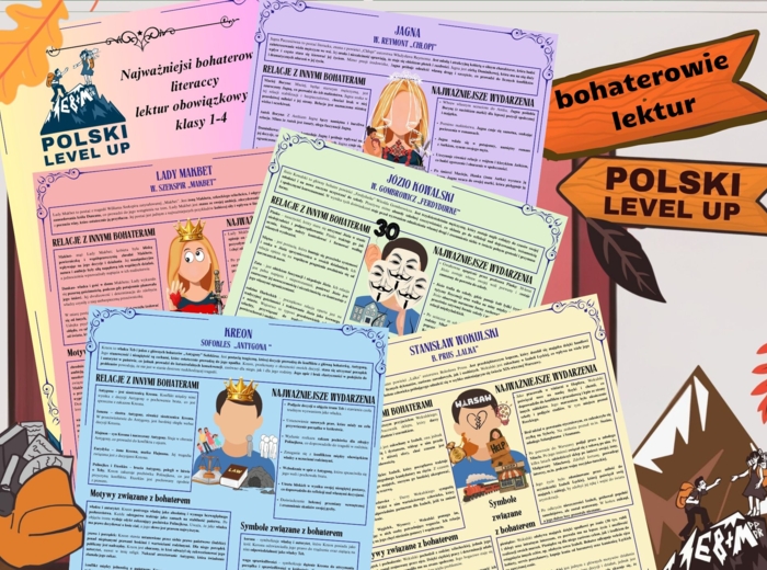Opracowanie (motywy, symbole, relacje, wydarzenia) 31 postaci z lektur 1-4_Polski Level Up