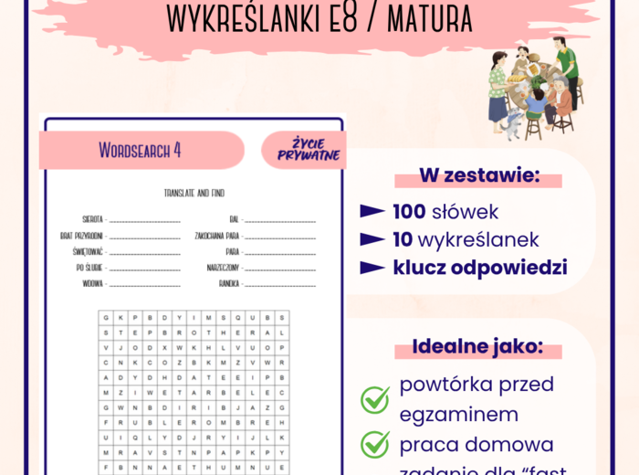 Wykreślanki - Życie prywatne | Egzamin 8-klasisty | Matura