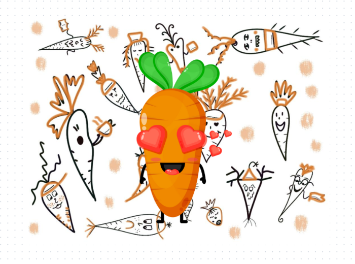 Uczuciowe marchewki do kolorowania i zajęć logopedycznych