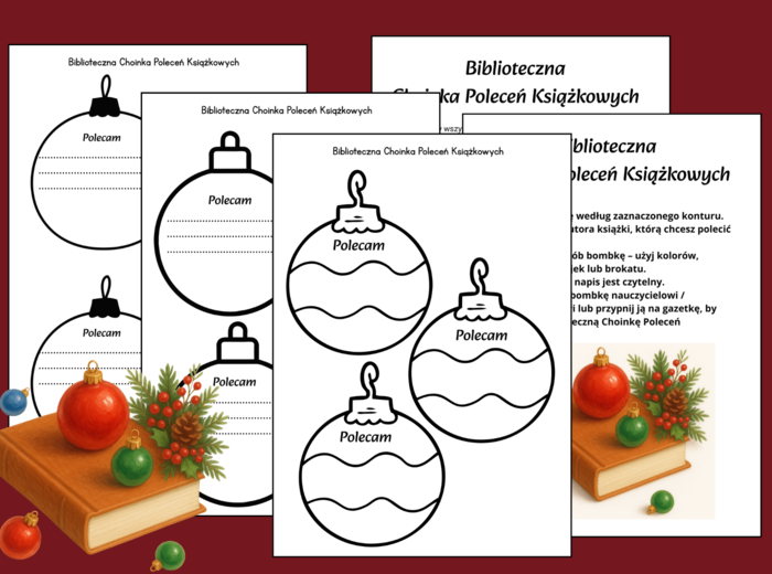 🎄Biblioteczna Choinka Poleceń Książkowych - Boże Narodzenie - zima - biblioteka- język polski - świetlica