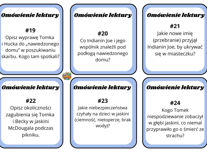 Przygody Tomka Sawyera - karty z pytaniami