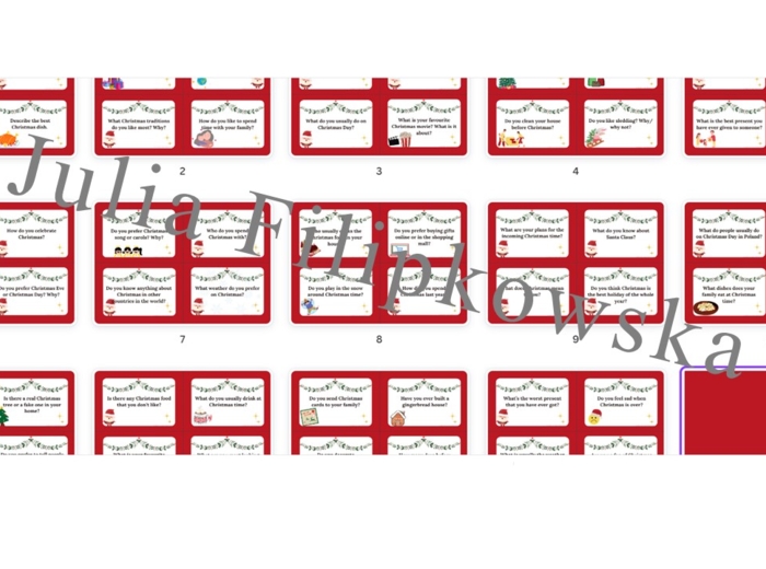 Boże Narodzenie/ Christmas / Karty do mówienia / Speaking / Konwersacje / Klasy 4-6 / Klasy 6-8 / Liceum / SP / Warm-up / Rozgrzewka / Gotowa lekcja