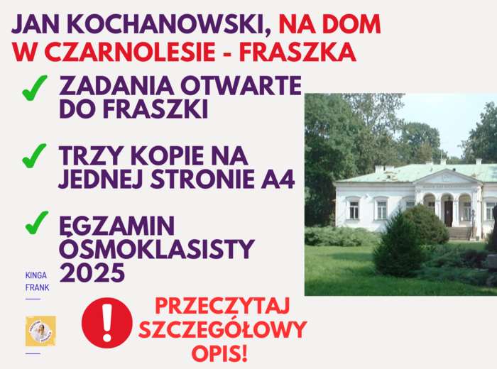 ✍️ Jan Kochanowski, Na dom w Czarnolesie – fraszka, egzamin ósmoklasisty, zadania, fraszki ✔️