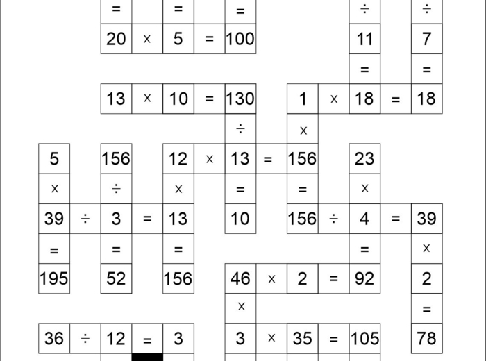 Krzyżówki matematyczne- zestaw 111 sztuk! Dodawanie, odejmowanie, mnożenie, dzielenie, tabliczka mnożenia
