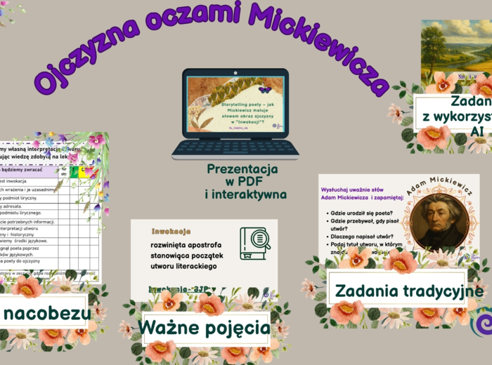 Pan Tadeusz ( Inwokacja) - scenariusz lekcji, karty pracy , AI