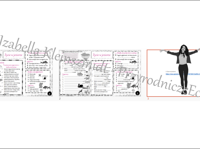 Mini zestaw do tematu „Życie w jeziorze” - sketchnotka + karta pracy + gratisowy link do prezentacji multimedialnej niekomercyjnej wykonanej w genial.ly do indywidualnego pobrania i użycia do celów niekomercyjnych. Przyroda klasa 4, dział VIII „Odkrywamy