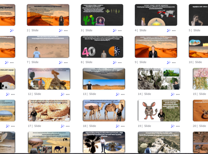 Prezentacja "Krajobraz pustyń gorących i lodowych" w genially do edycji - geografia 5