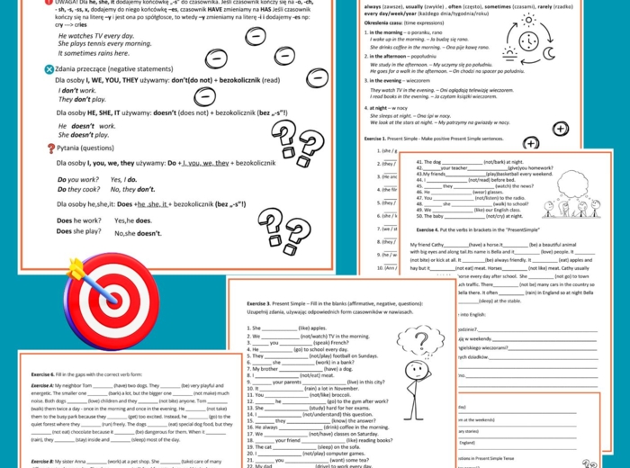 PRESENT SIMPLE- Ćwiczenia, Notatka, Klucz