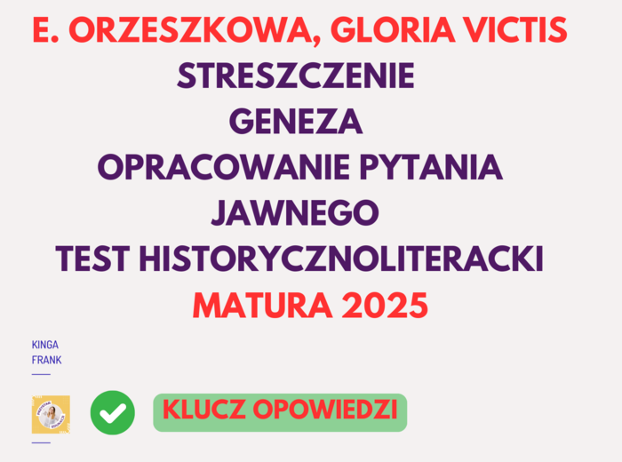 📚 Eliza Orzeszkowa, Gloria victis – pytanie jawne (opracowanie), streszczenie, geneza, zadania z testu historycznoliterackiego, MATURA Z JĘZYKA POLSKIEGO 2025! 📚