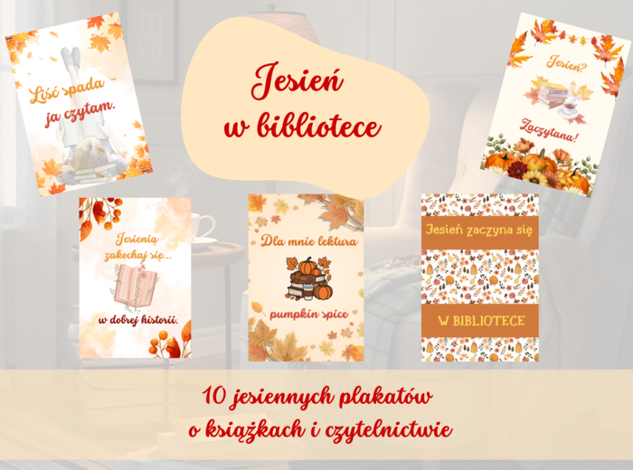 Jesień w bibliotece - plakaty, gazetka dekoracyjna