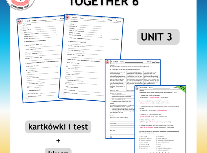 Together 6 Unit 3 zestaw: Vocabulary Activities + Grammar Activities + Speaking Activities + Board Game + Test i kartkówki do działu