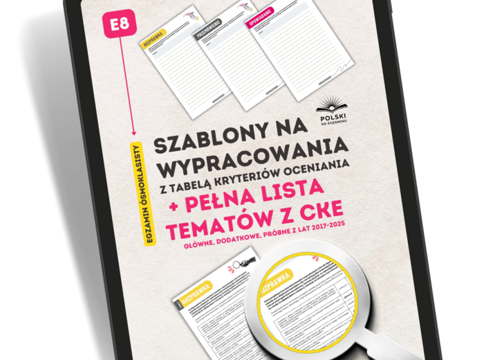 Estetyczne szablony na wypracowania E8 + lista archiwalnych tematów CKE