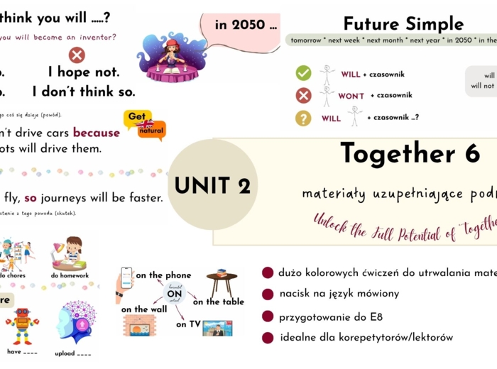 Together 6, unit 2, materiały uzupełniające podręcznik, Future Simple, no-prep
