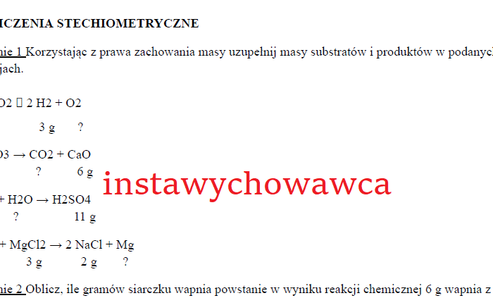 Obliczenia stechiometryczne