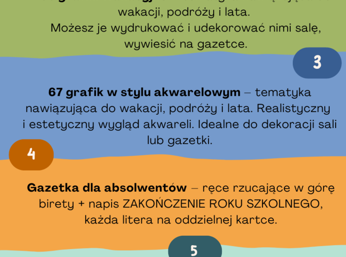 Pakiet materiałów na zakończenie roku szkolnego i wakacje