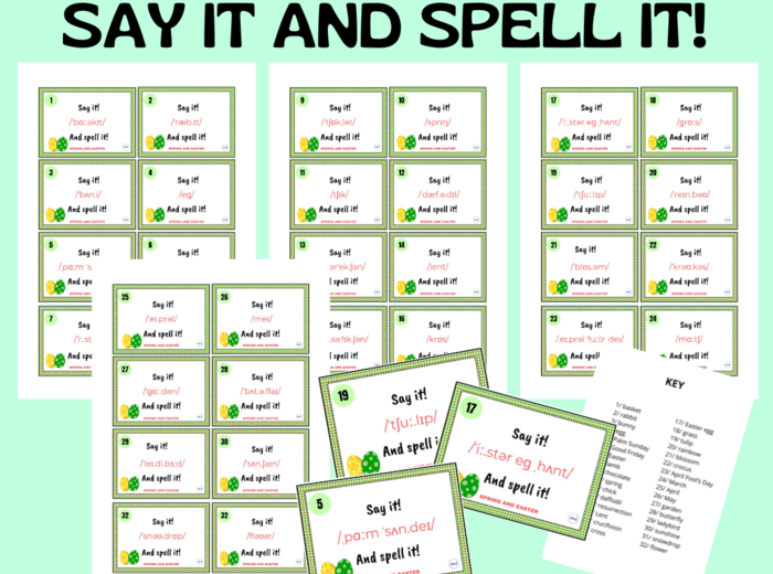 SPRING AND EASTER PRONUNCIATION CARDS