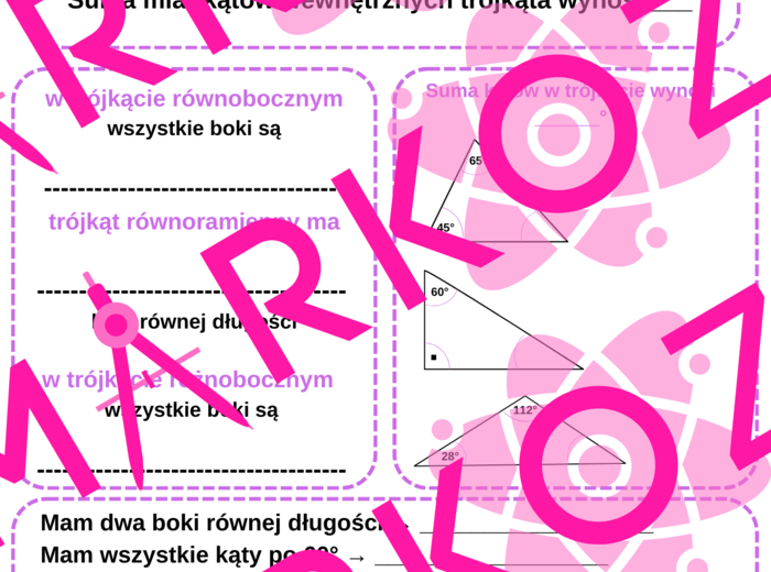 2 w 1:  Notatka i karta pracy- trójkąty