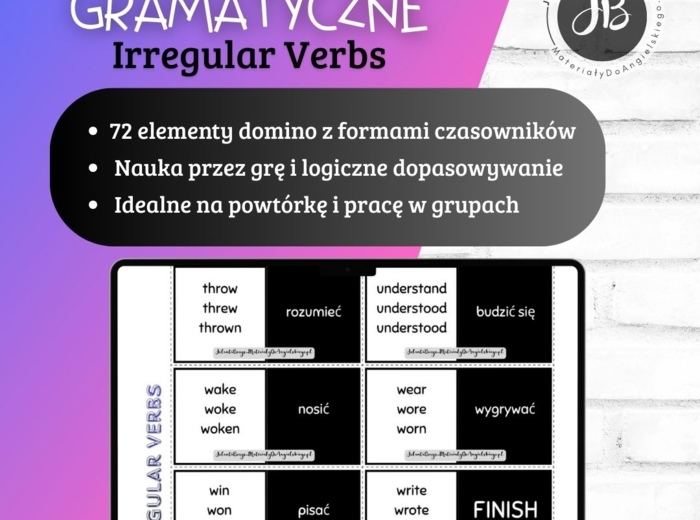 Domino gramatyczne – Czasowniki nieregularne | Irregular Verbs Domino