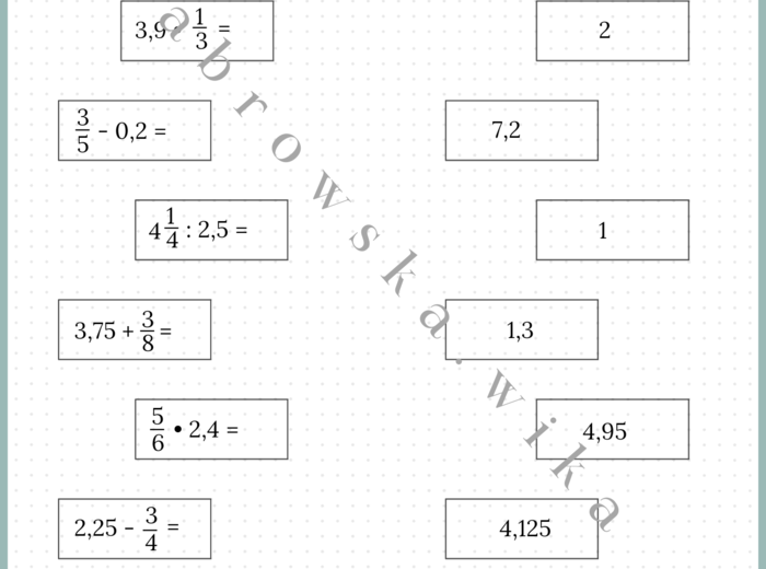 Działania na ułamkach zwykłych i dziesiętnych