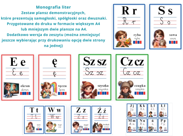 Monografia liter kl. 1/ Plansze demonstracyjne (dwa rozmiary) - pdf