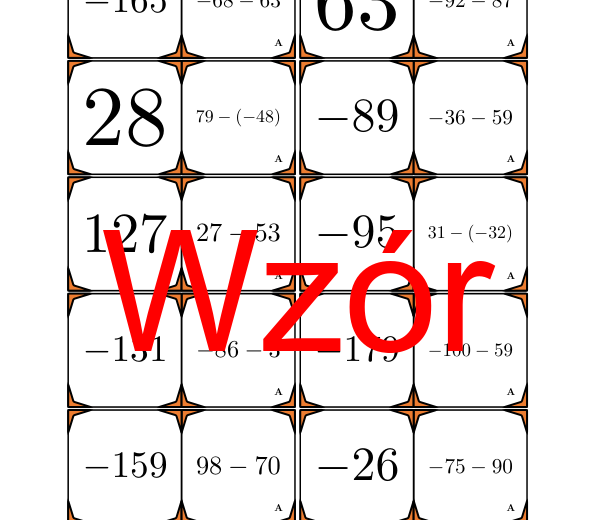 Domino - Odejmowanie liczb całkowitych | matematyka
