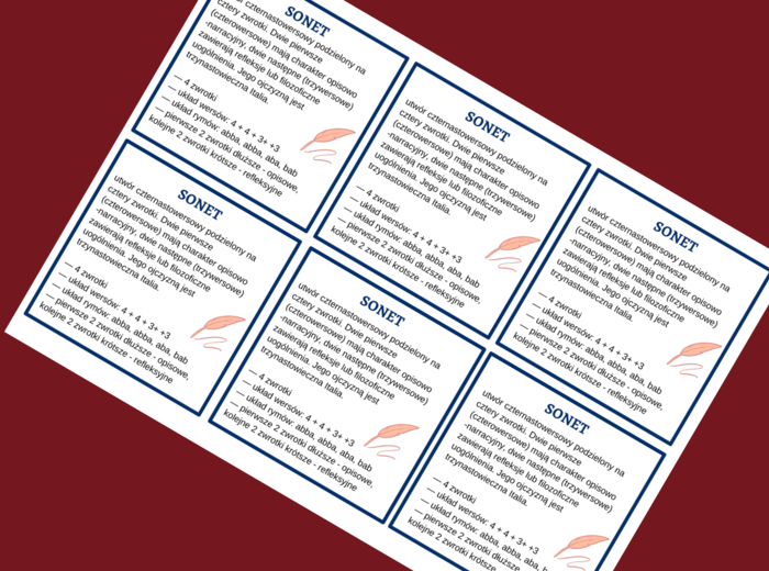 SONET - cechy - wklejka - liryka