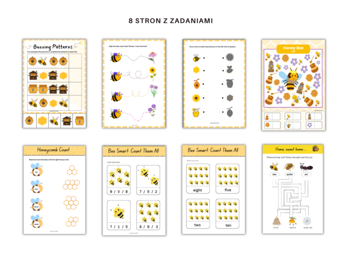 Dzień Pszczoły – Karty Pracy i Zabawy Edukacyjne dla Przedszkolaka | Wersja Polska i Angielska | Bee Day Worksheets and Activities for Preschoolerss –