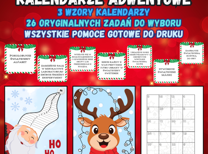 KALENDARZ ADWENTOWY KREATYWNY - 3 wzory, 26 zadań!