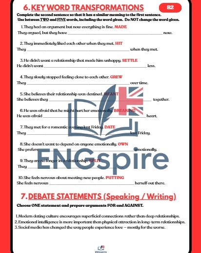 Love & Relationships. Kompletna walentynkowa lekcja B1/B2  wraz z role play (speed dating)