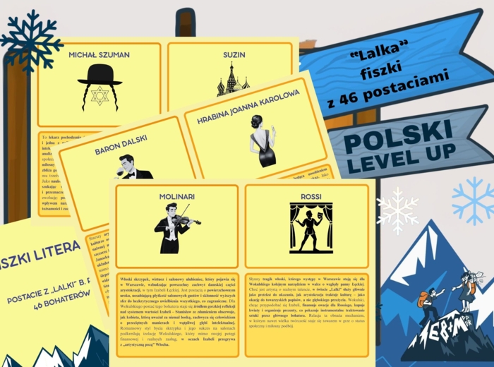 Fiszki z 46 postaciami z "Lalki"_Polski Level Up