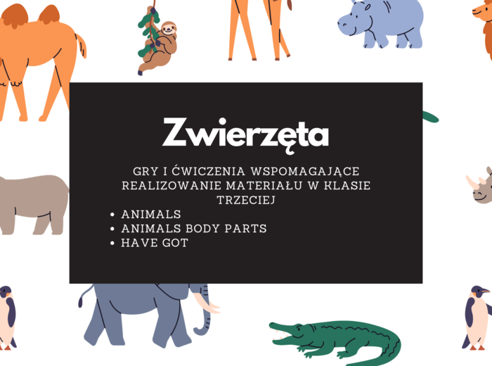 KLASA 3 zestaw ZWIERZĘTA + CZĘŚCI CIAŁA ZWIERZĄT + HAVE GOT