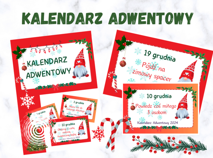 Kalendarz adwentowy - 24 zadania. Pomysł na gazetkę w szkole.