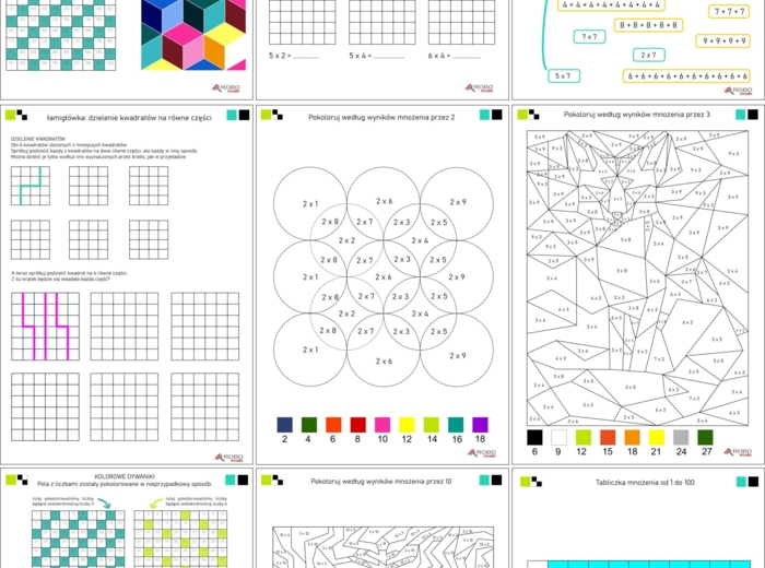 DZIEŃ TABLICZKI MNOŻENIA: Tabliczka mnożenia, zestaw kart pracy, mnożenie od 1-100, wielokrotności, klasa 2, 3, 4, 5