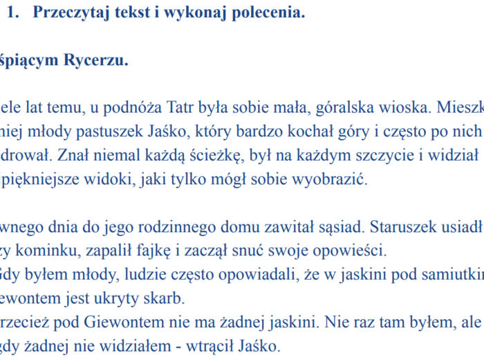 Janko Muzykant + czytanie ze zrozumieniem.