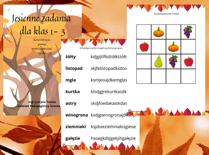 Jesienne zadania na koncentrację dla klas 1-3