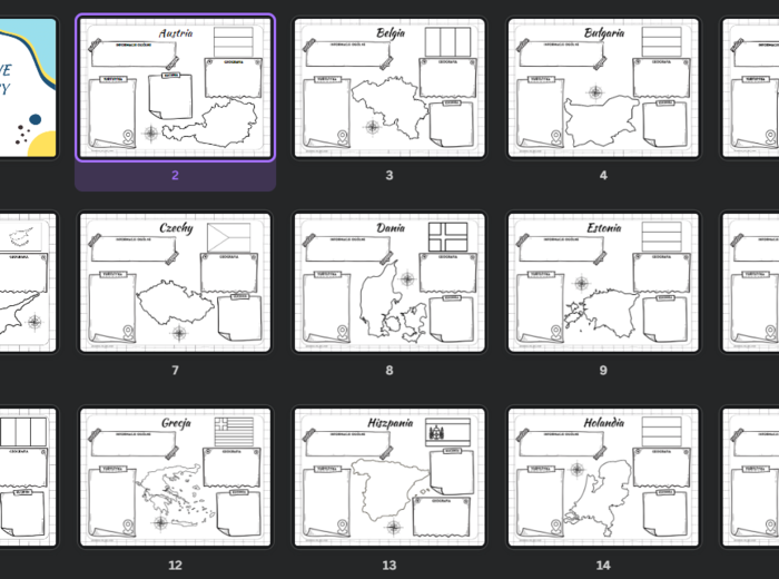 Rysnotkowe karty pracy - państwa UE