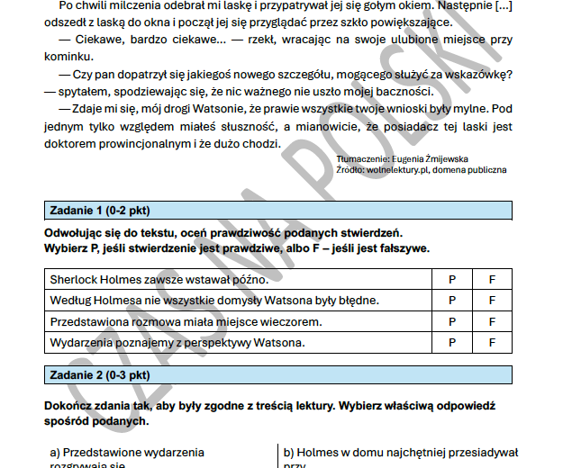 Arthur Conan Doyle „Pies Baskerville’ów” – test czytania ze zrozumieniem