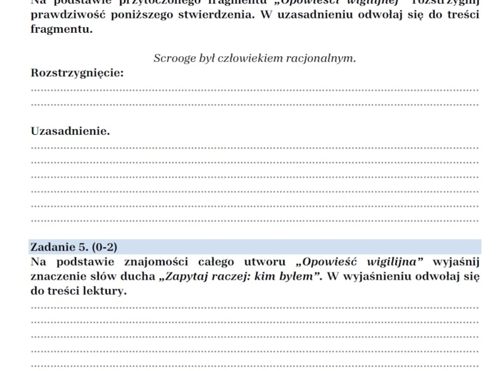 Arkusz egzaminacyjny "Opowieść wigilijna"