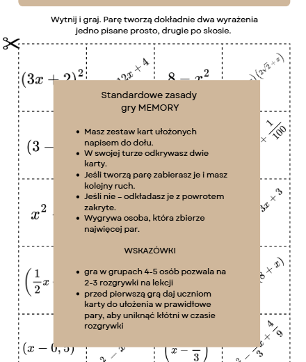 Wzory Skróconego Mnożenia  MEMORY