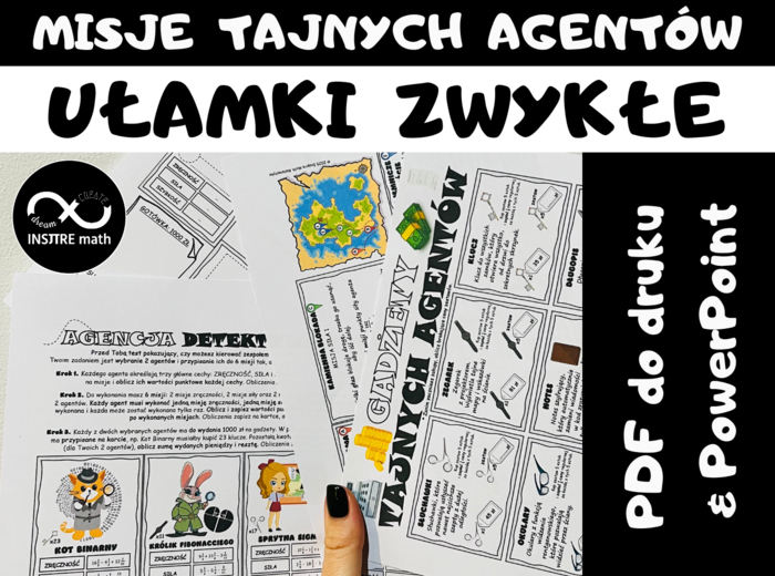 Agencja Detektywistyczna UŁAMKI ZWYKŁE. Matematyczne wyzwanie – dodawanie, odejmowanie, mnożenie i dzielenie ułamków.