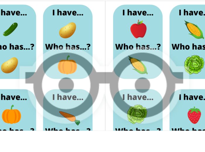 I have... who has...? Vegetables and fruit