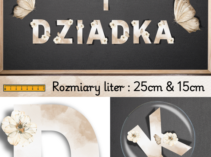Piękny Napis Dekoracyjny Dzień Babci i Dziadka 🌺 Litery 15cm & 25cm