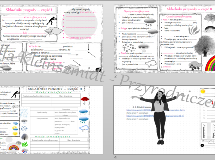 Karty pracy i pomysł/inspiracja na lekcję „ Woda występuje w trzech stanach skupienia” - karta pracy wykonana w power point + gratisowy pomysł na lekcję - link do lekcji multimedialnej niekomercyjnej wykonanej w genial.ly do indywidualnego pobrania i uży