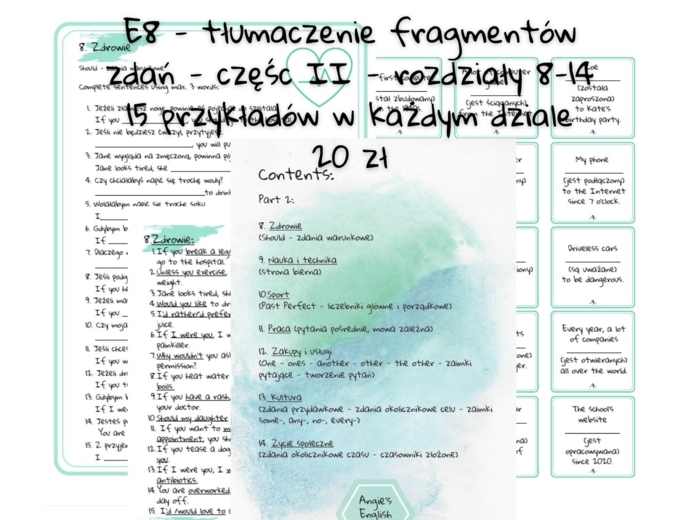 E8 - tłumaczenie fragmentów zdań - part 2 - rozdziały 8-14